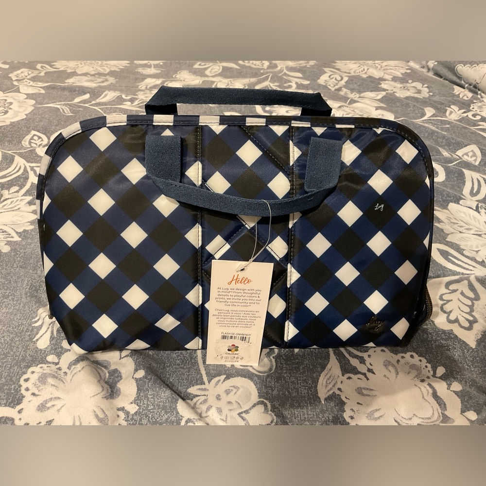 LUG FLASH SE Cosmetic Case Black And Blue Plaid Travel Makeup Toiletries NWT